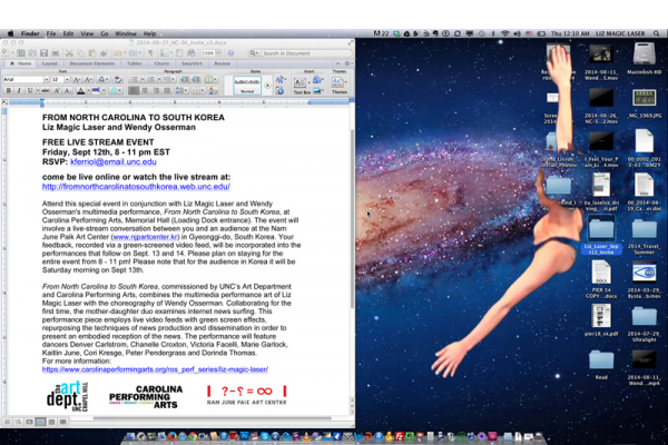 From North Carolina to South Korea&amp;nbsp;(Invite), Liz Magic Laser and Wendy Osserman, 2014.