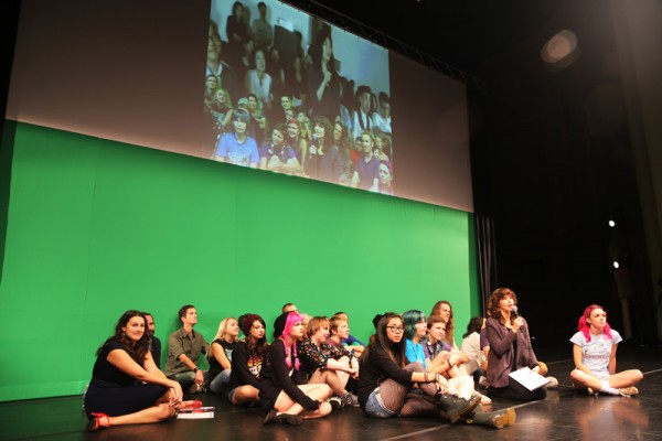 From North Carolina to South Korea, Liz Magic Laser and Wendy Osserman, 2014, performance and video installation, production still, Carolina Performing Arts, North Carolina.&amp;nbsp;